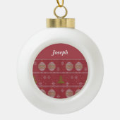 Weihnachtsbaum und Ornament gewebt rot (Vorderseite)