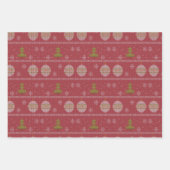 Weihnachtsbaum und Ornament rot Geschenkpapier Set (Vorderseite 3)