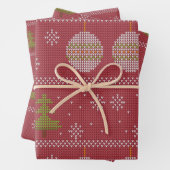 Weihnachtsbaum und Ornament rot Geschenkpapier Set (Beispiel)