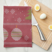 Weihnachtsbaum und Ornament rot Geschirrtuch (Viertel Falte)