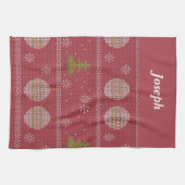 Weihnachtsbaum und Ornament rot Geschirrtuch (Horizontal)