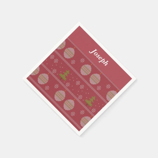 Weihnachtsbaum und Ornament rot Serviette (Ecke)