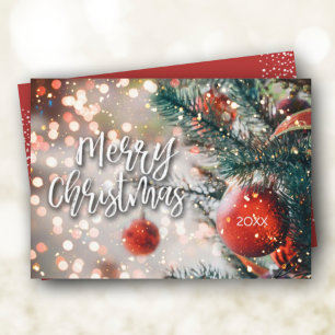 Weihnachtsbaum und Ornamente Feiertags-Grußkarte Feiertagskarte