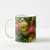 Weihnachtsbaum und Ornamente Weißer Kaffee Tasse (Links)