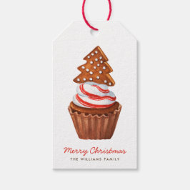 Weihnachtsbaum und Pfefferminz Cupcake Geschenkanhänger
