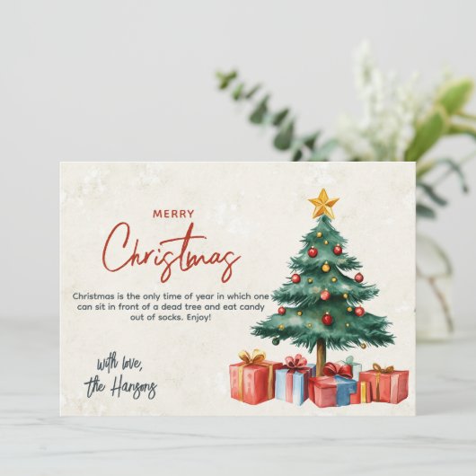 Weihnachtsbaum und präsentiert frohe Weihnachten C (Stehend Vorderseite)