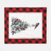 Weihnachtsbaum und Red Bullfinch Fleecedecke (Vorderseite (Horizontal))
