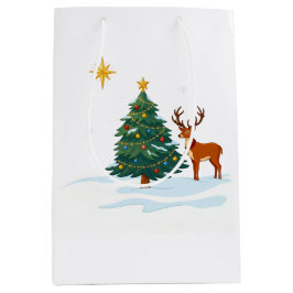Weihnachtsbaum und Rentier Mittlere Geschenktüte
