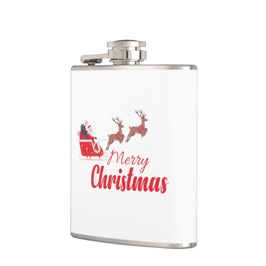 Weihnachtsbaum und Rentiere Flachmann (Links)