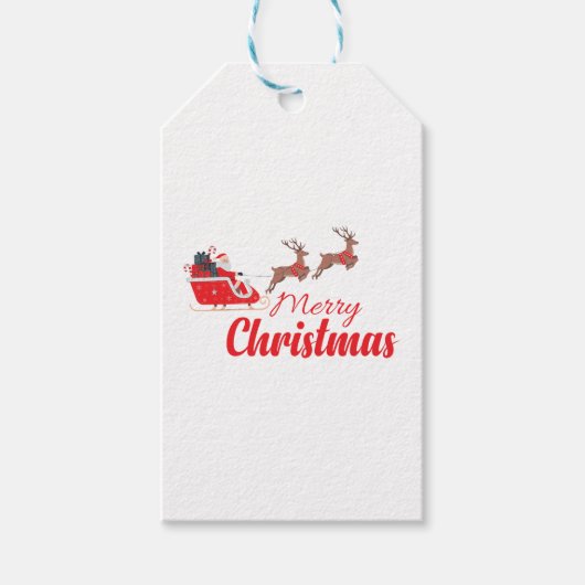 Weihnachtsbaum und Rentiere Geschenkanhänger (Vorderseite)