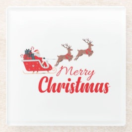 Weihnachtsbaum und Rentiere Glasuntersetzer