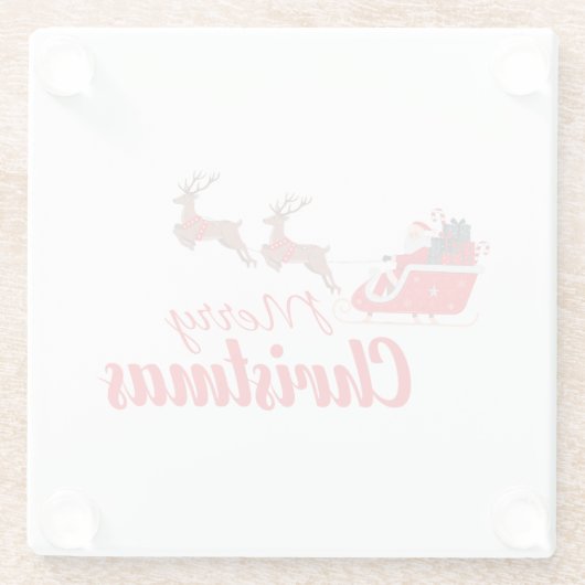 Weihnachtsbaum und Rentiere Glasuntersetzer (Rückseite)