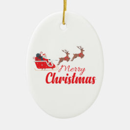 Weihnachtsbaum und Rentiere Keramik Ornament