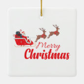 Weihnachtsbaum und Rentiere Keramikornament (Rückseite)
