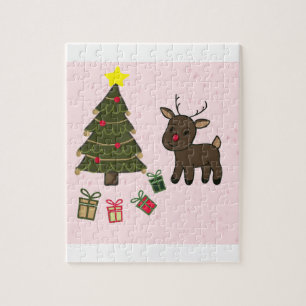 Weihnachtsbaum- und Rentiere-Puzzle Puzzle