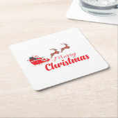 Weihnachtsbaum und Rentiere Rechteckiger Pappuntersetzer (angewinkelt)