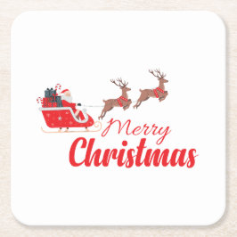 Weihnachtsbaum und Rentiere Rechteckiger Pappuntersetzer