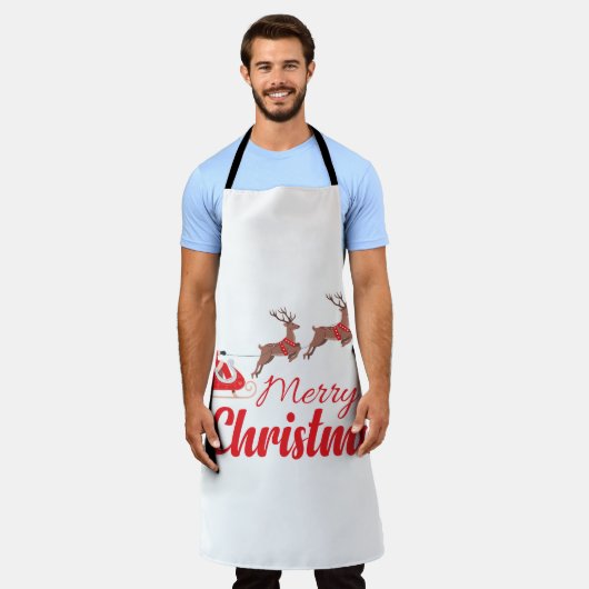 Weihnachtsbaum und Rentiere Schürze (Getragen)