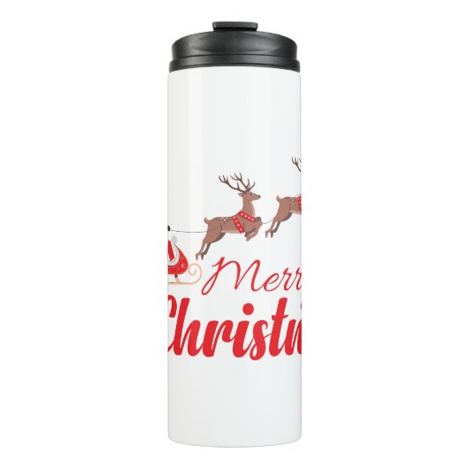 Weihnachtsbaum und Rentiere Thermosbecher (Vorderseite)