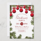 Weihnachtsbaum und rote Bälle Einladung (Vorderseite)