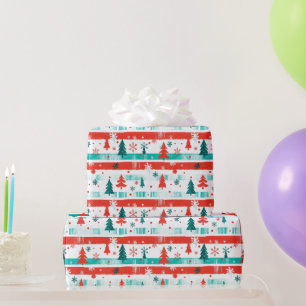 Weihnachtsbaum und Rote Grüne Streifen Geschenkpapier