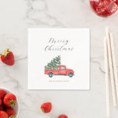 Weihnachtsbaum und roter LKW Merry X'mas Serviette (Beispiel)