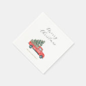 Weihnachtsbaum und roter LKW Merry X'mas Serviette (Ecke)