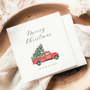 Weihnachtsbaum und roter LKW Merry X'mas Serviette