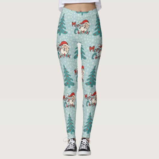 Weihnachtsbaum und Santa-Claus Leggings (Vorderseite)