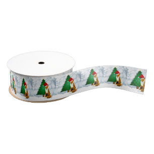 Weihnachtsbaum und Santa Fox Grosgrain Ribbon Ripsband