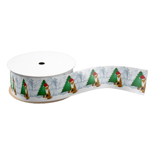 Weihnachtsbaum und Santa Fox Grosgrain Ribbon Ripsband (Spule)