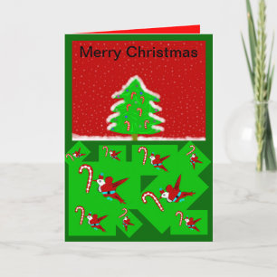 Weihnachtsbaum und Santa-Kolibris-Karte Feiertagskarte