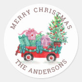 Weihnachtsbaum und Schachtelturm im Winter Runder Aufkleber (Vorderseite)