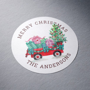 Weihnachtsbaum und Schachtelturm im Winter Runder Aufkleber