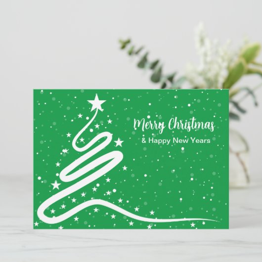 Weihnachtsbaum und Schneefall Einladung (Stehend Vorderseite)
