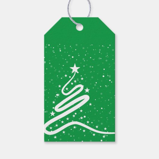 Weihnachtsbaum- und Schneefall-Geschenketiketten Geschenkanhänger (Vorderseite)
