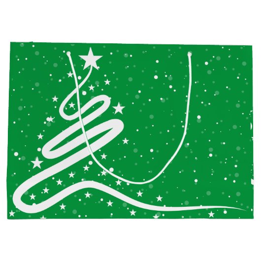 Weihnachtsbaum und Schneefall Große Geschenktüte (Rückseite)
