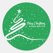 Weihnachtsbaum und Schneefall Klassischer Sticker (Vorderseite)