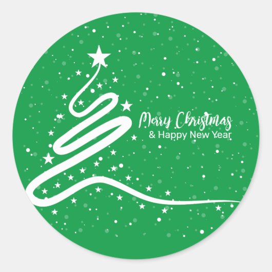 Weihnachtsbaum und Schneefall Klassischer Sticker (Vorderseite)