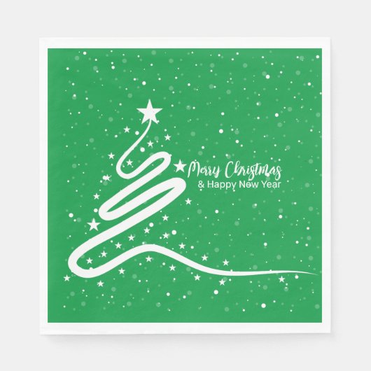 Weihnachtsbaum und Schneefall Papier Napkins Serviette (Vorderseite)