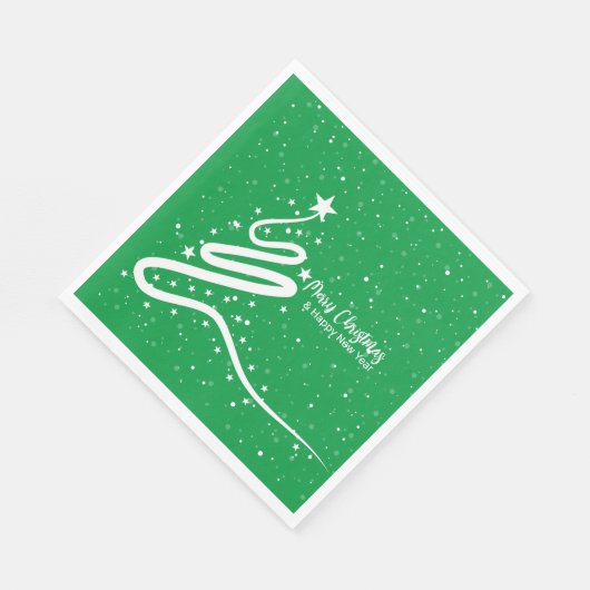 Weihnachtsbaum und Schneefall Papier Napkins Serviette (Ecke)