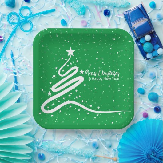 Weihnachtsbaum- und Schneefall-Papier-Teller Pappteller (Party)