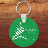 Weihnachtsbaum und Schneefall Schlüsselanhänger (Vorderseite)