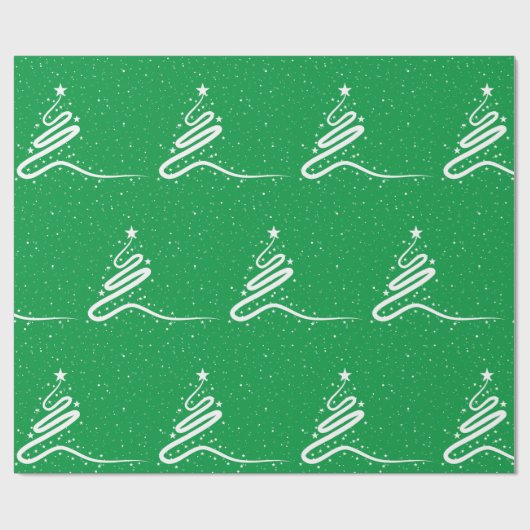 Weihnachtsbaum und Schneefall-Umschlagpapier Geschenkpapier (Flach)