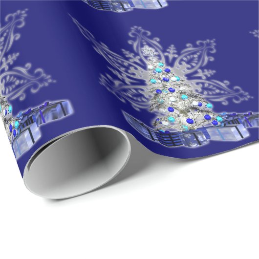 Weihnachtsbaum und Schneeflocke Geschenkpapier (Rolleneckpunkt)