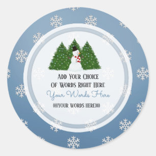 Weihnachtsbaum und Schneeflocke Klassischer Rundst Runder Aufkleber