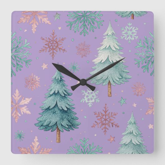 Weihnachtsbaum und Schneeflocke Uhr (Vorderseite)