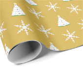 Weihnachtsbaum und Schneeflocken Geschenkpapier (Rolleneckpunkt)