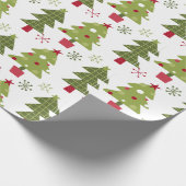 Weihnachtsbaum und Schneeflocken Geschenkpapier (Ecke)