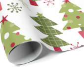Weihnachtsbaum und Schneeflocken Geschenkpapier (Rolleneckpunkt)